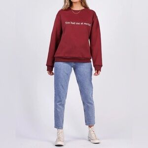 NWT - BRUNETTE THE LABEL - You Had me at Merlot sweatshirt. XS/S - P2P 19".
